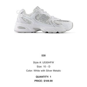 New Balance 530 White and Silver Polka dot metallic sneakers